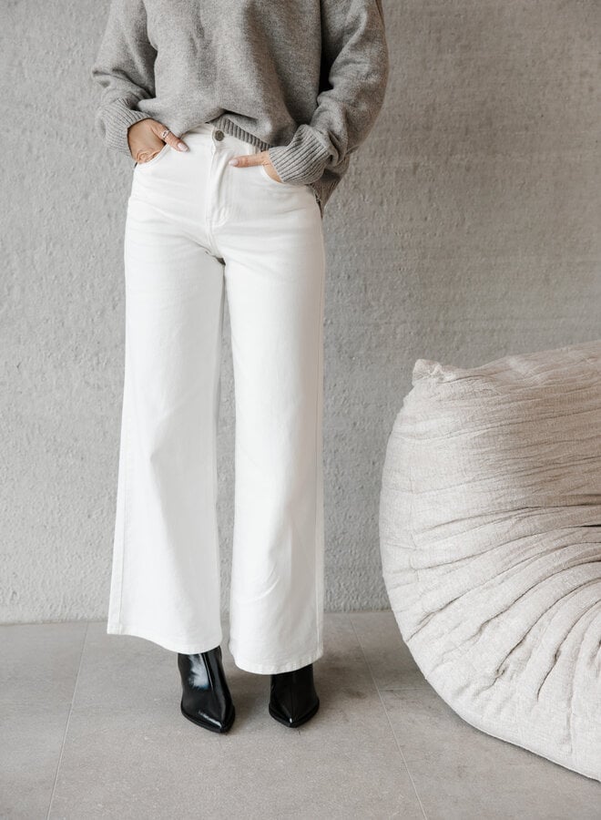 Rose jeans stretch wide leg – White