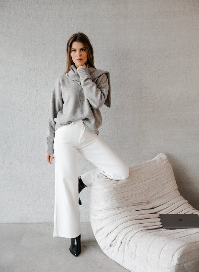 Rose jeans stretch wide leg – White