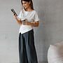 Luana broek classic straight met riem – Grey
