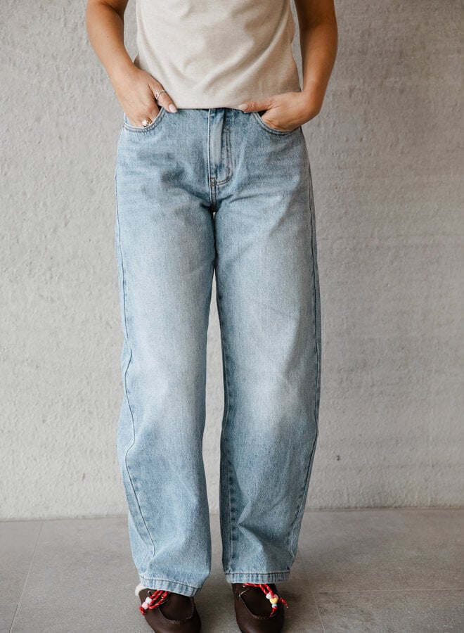 Elly balloon broek – Blue Denim