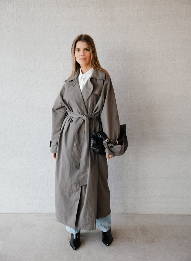 Alix trenchcoat lang – Grey