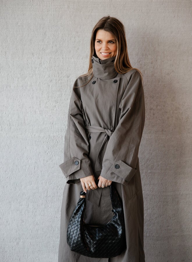 Alix trenchcoat lang – Grey