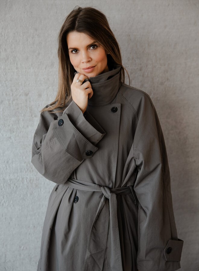 Alix trenchcoat lang – Grey