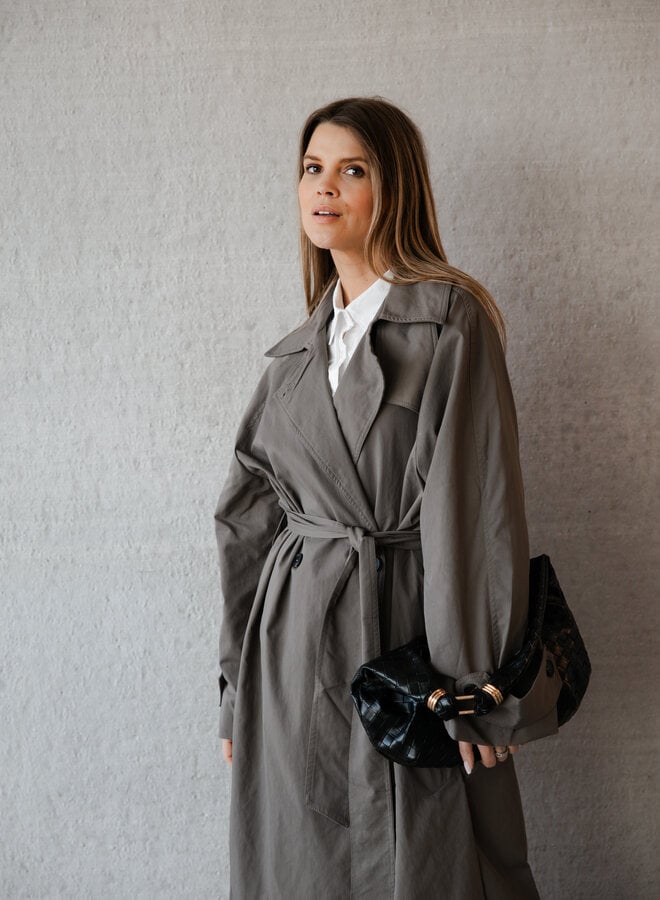 Alix trenchcoat lang – Grey