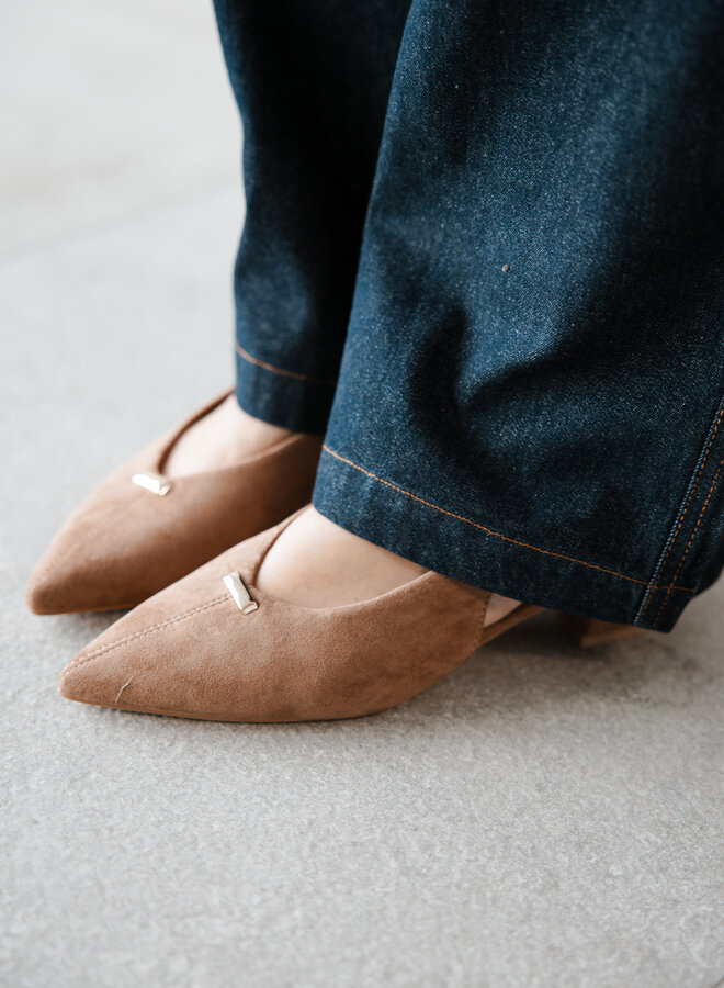 Slingback punt boucle H8-1515E – Camel