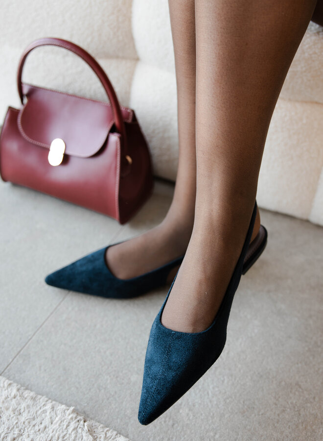 Slingback plat daim – Navy