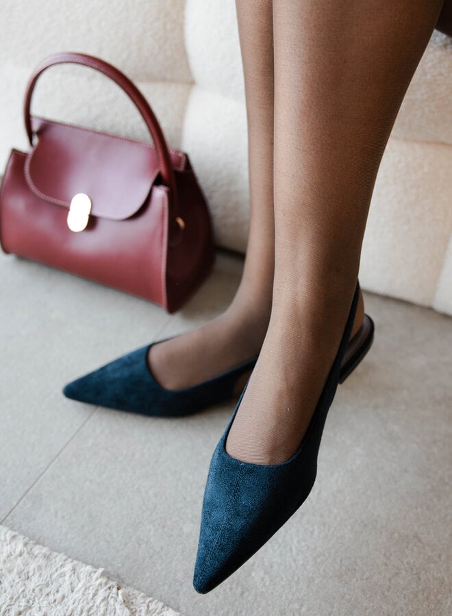 Slingback plat daim P-1549 – Navy
