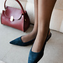 Slingback plat daim P-1549 – Navy