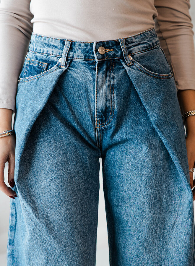 Safira balloon broek plooi – Denim