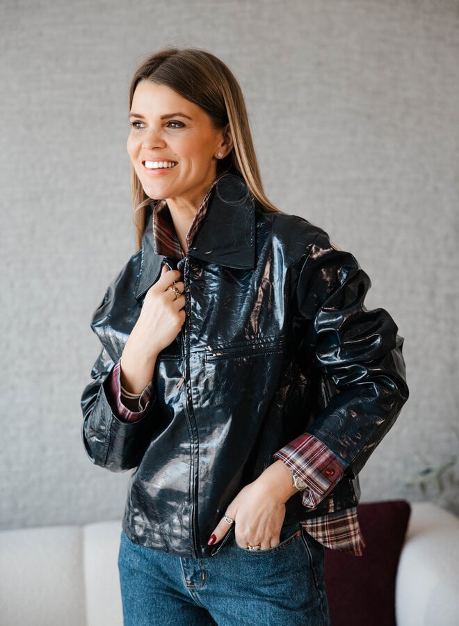 Wendy jasje lakleder – Marine