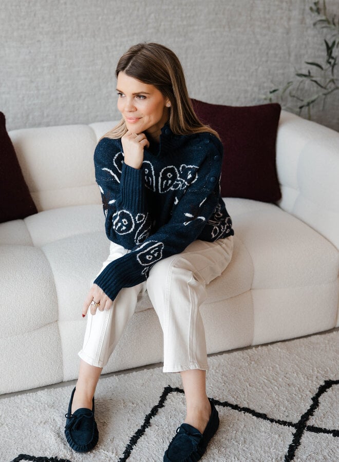 Sacha knittrui col paisley print – Marine