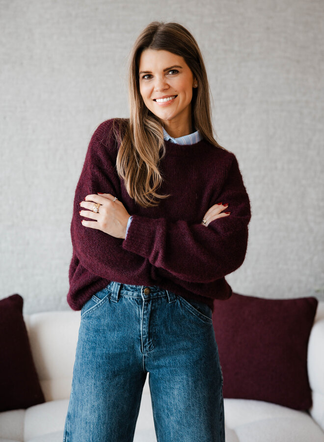 Emmeline soft knitwear ronde hals – Burgundy