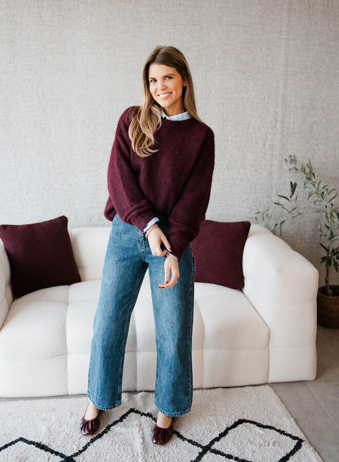 Emmeline soft knitwear ronde hals – Burgundy