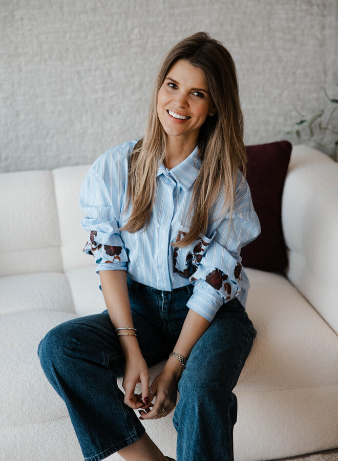 Hannah hemdje broderie – Strepen Blue