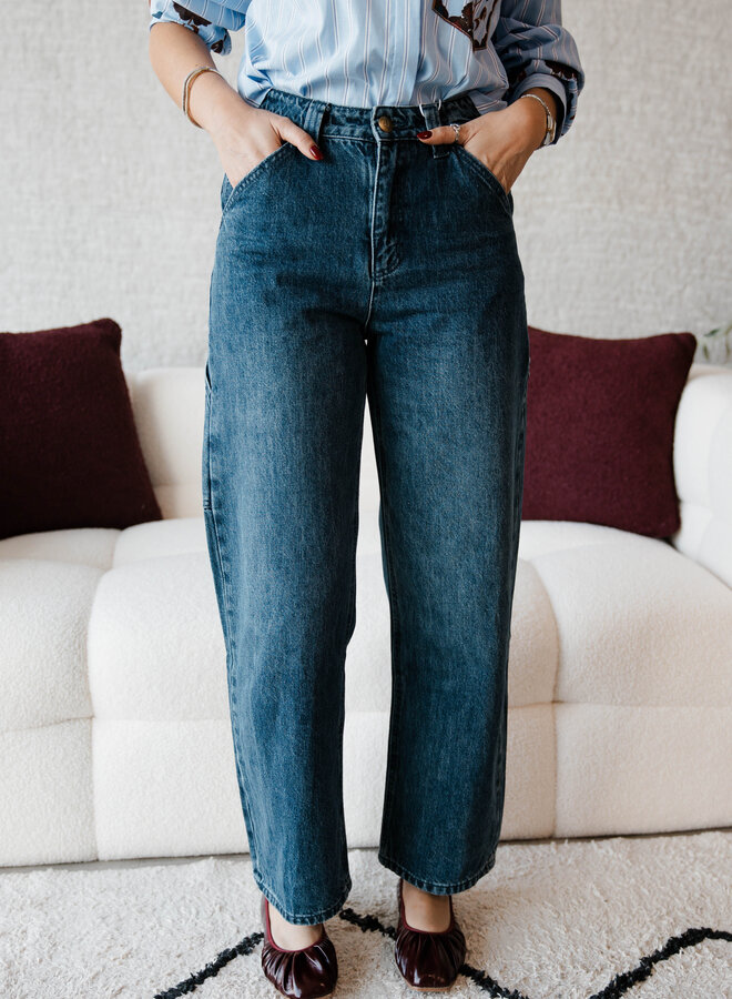 Andrea straight mid waist jeans – Blue
