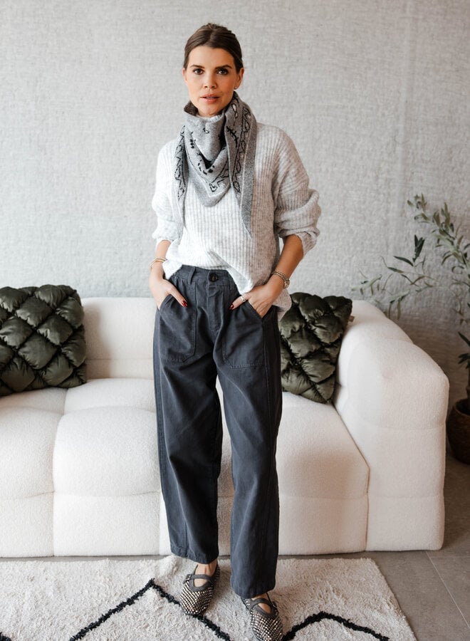 Noemi Barrel broek riem – Smoke