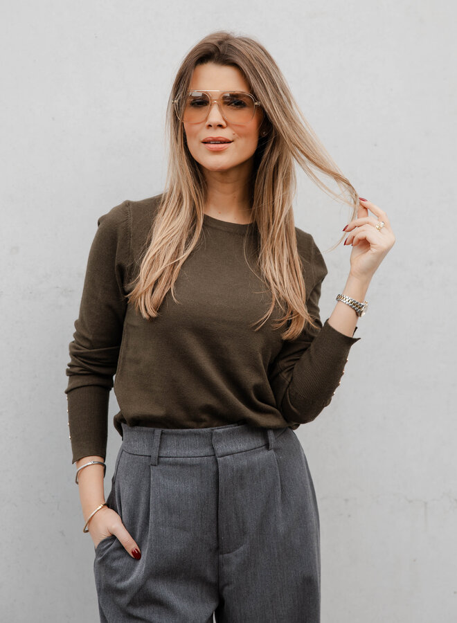 Maelle fijn truitje – Kaki