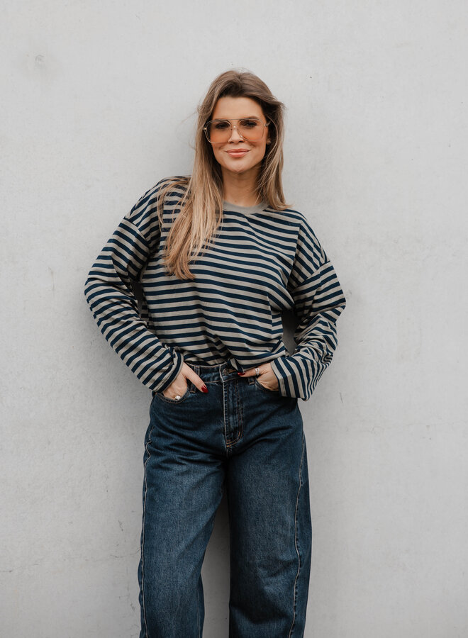 Nora longsleeve stripes – Kaki