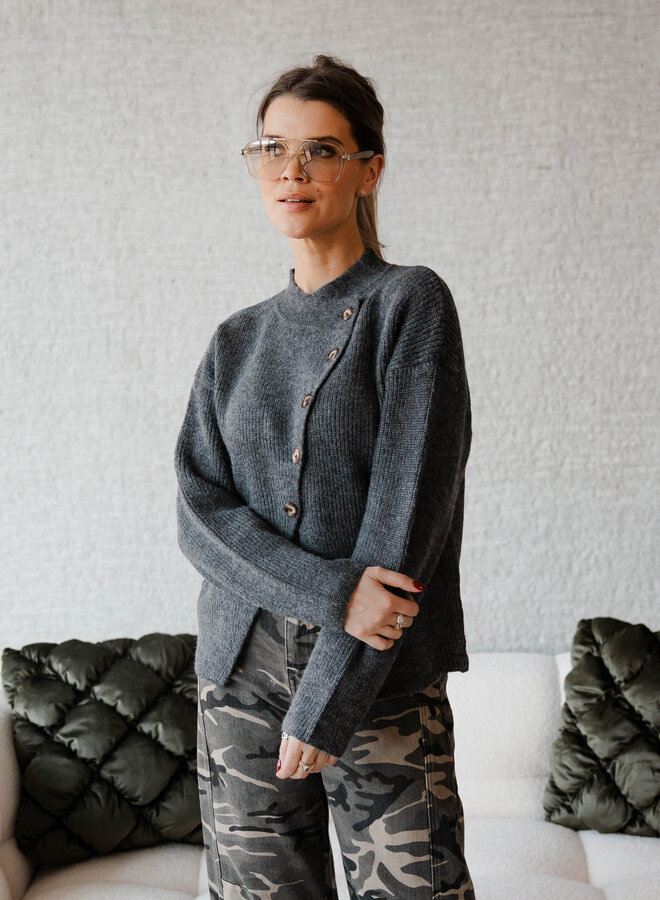 Lena knitwear assymetri – Anthracite