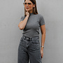 Rina top col korte mouw – Grey