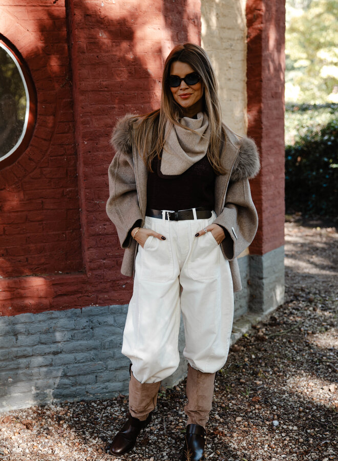 Noemi Barrel broek riem – Vanille