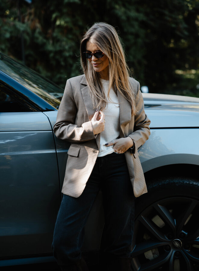 Julie blazer motif prince de galles – Camel