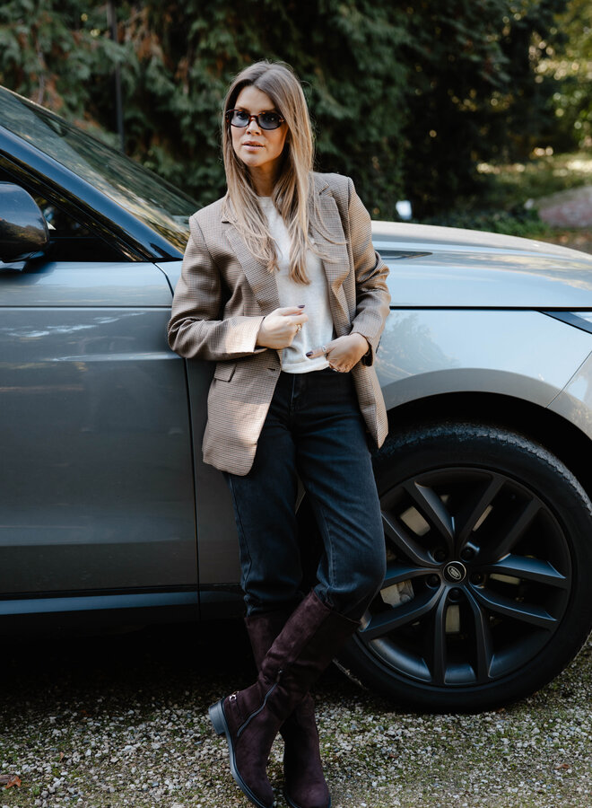 Julie blazer motif prince de galles – Camel