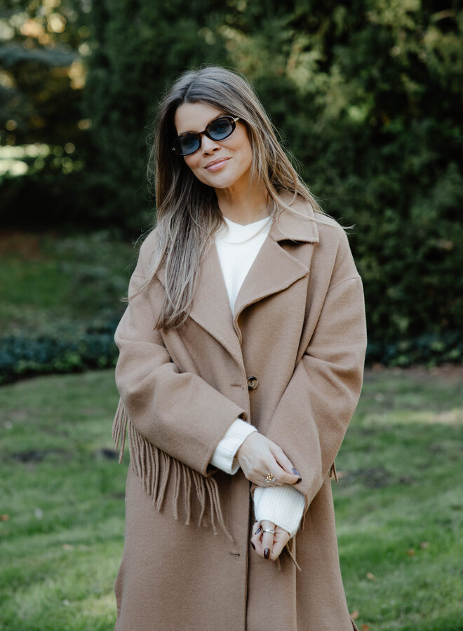 Leslie mantel franjes – Camel