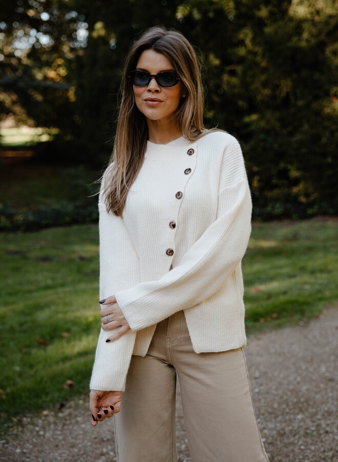 Lena knitwear assymetri – Ecru