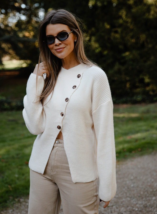 Lena knitwear assymetri – Ecru