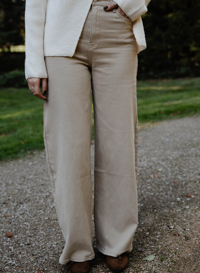 Gigi Wide leg stretch – Beige