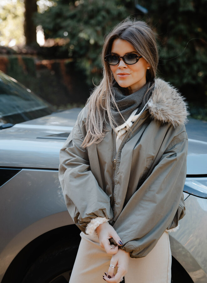 Courtney jacket faux fur inside – Kaki