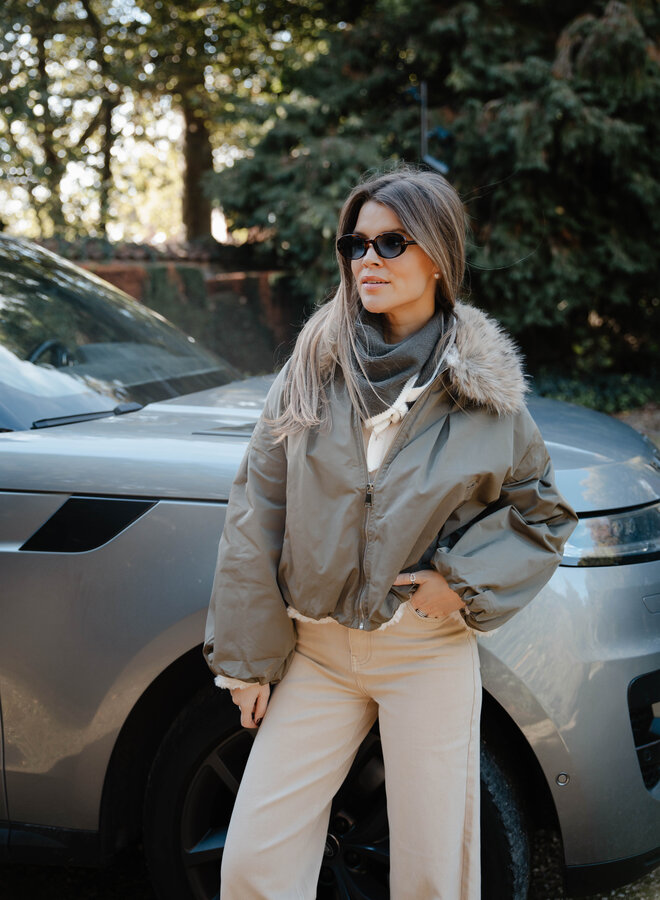 Courtney jacket faux fur inside – Kaki