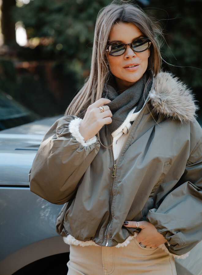 Courtney jacket faux fur inside – Kaki