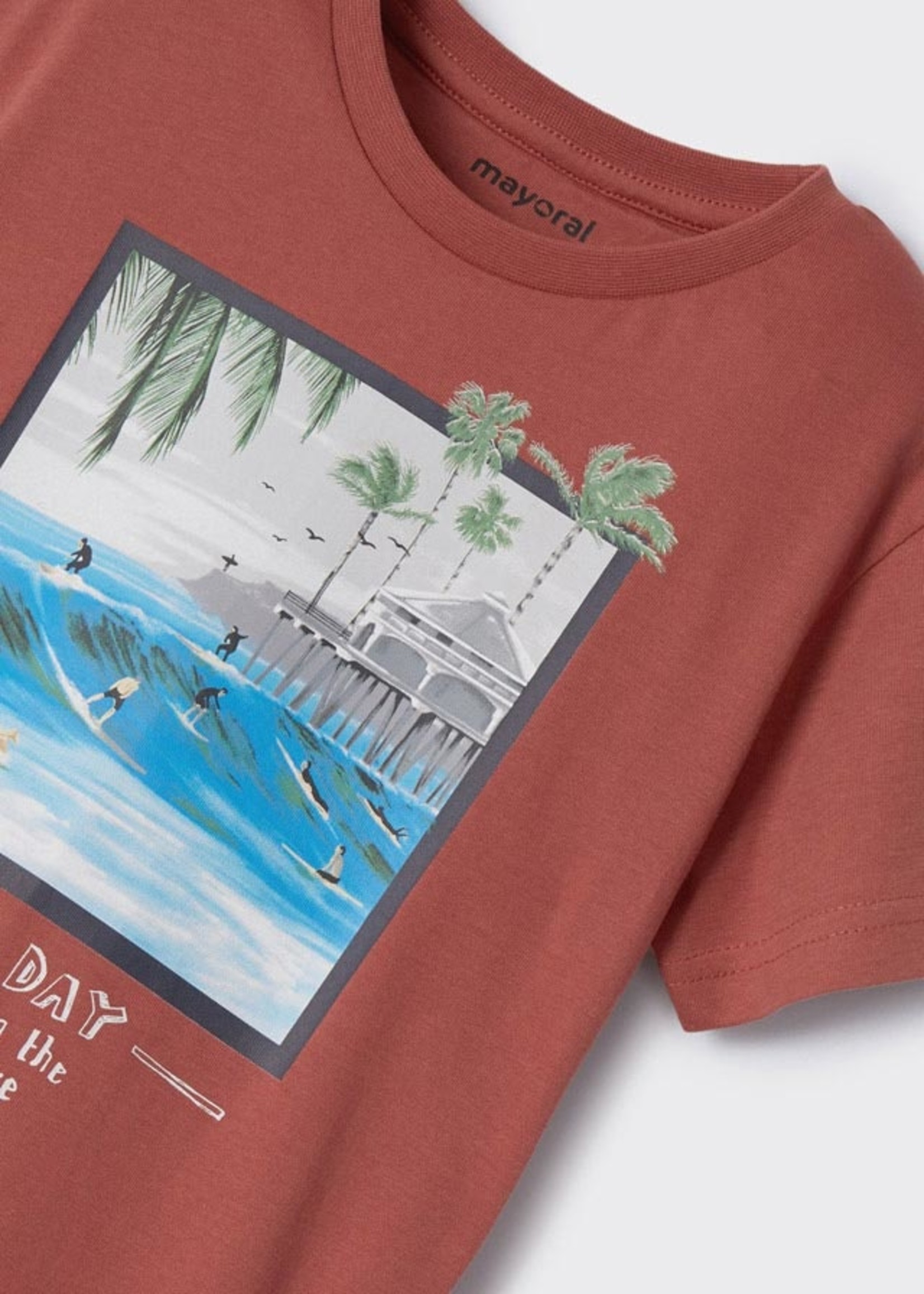 Mayoral S/s "surf day" t-shirt        Terracotta 3021