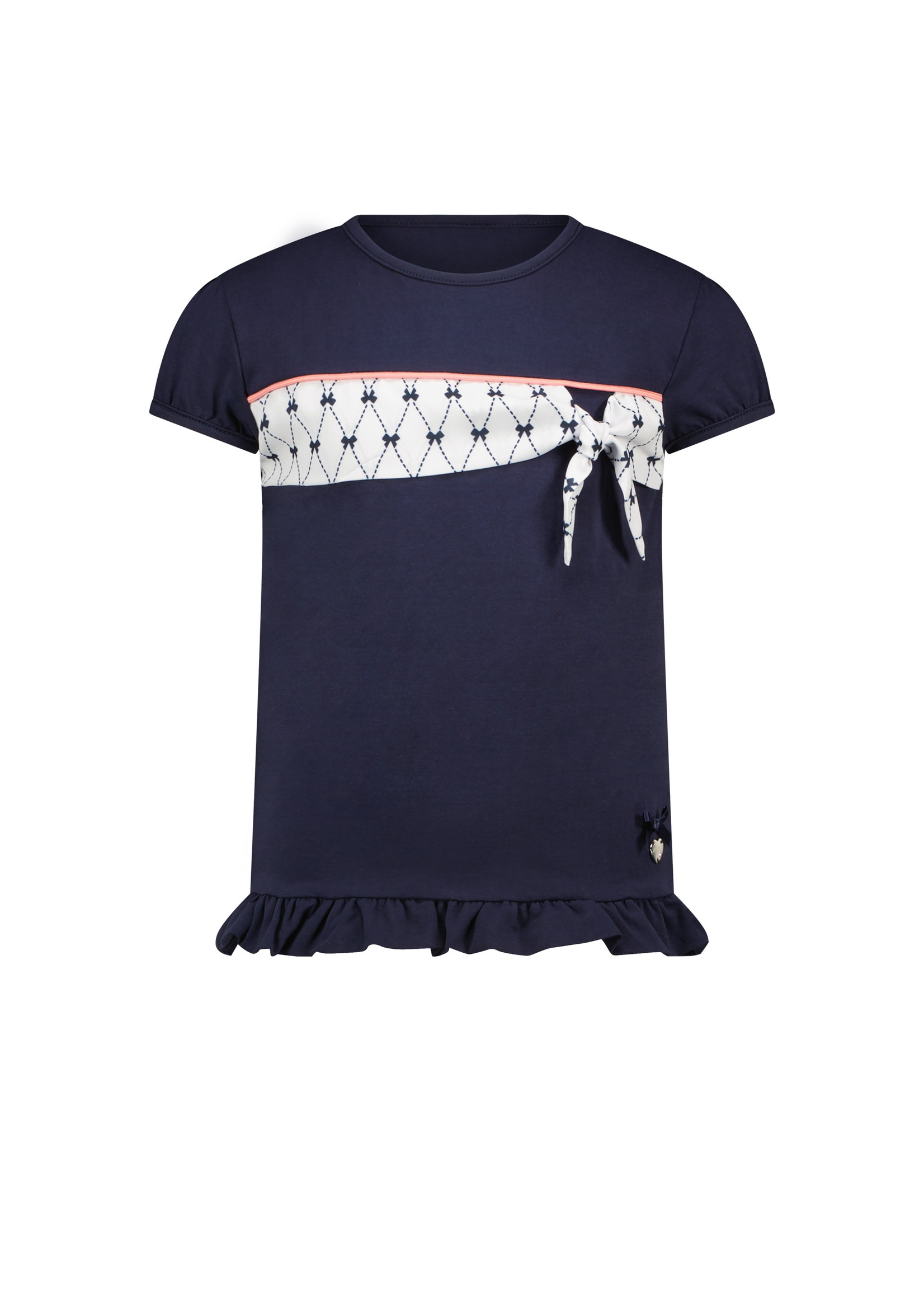 Le Chic NOMSA AOP-bow at chest T-shirt Blue Navy