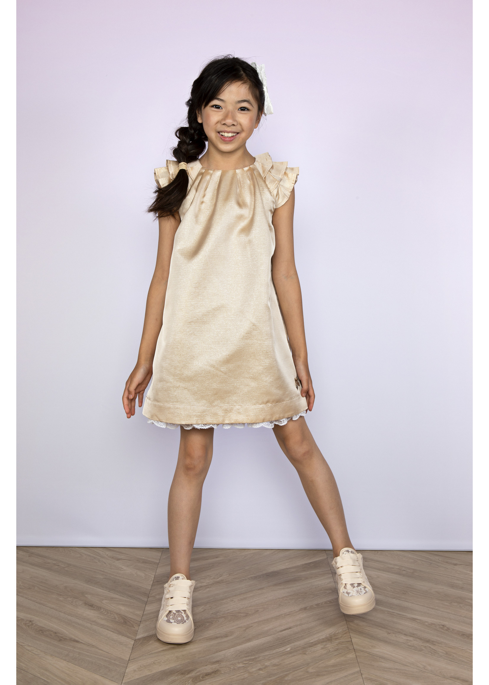 Le Chic SWOON glitter linen dress Champagne