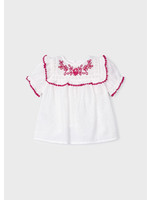 Mayoral 1415 Mini Girl            Plumeti embroidered blouse    Natur-Hibi