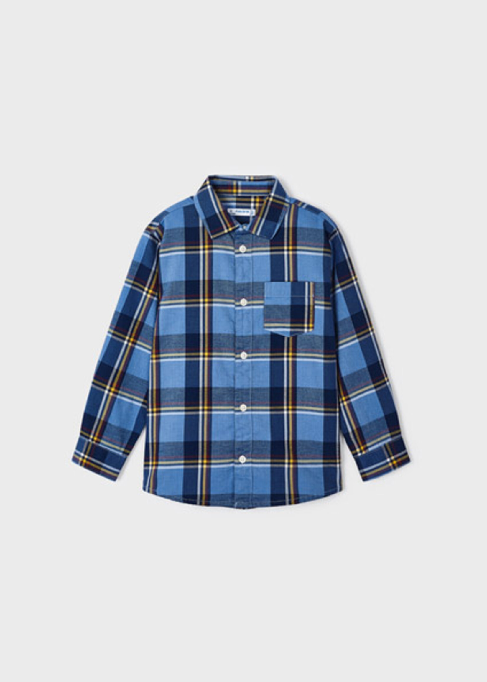 Mayoral 4111 L/s checked shirt             Sky