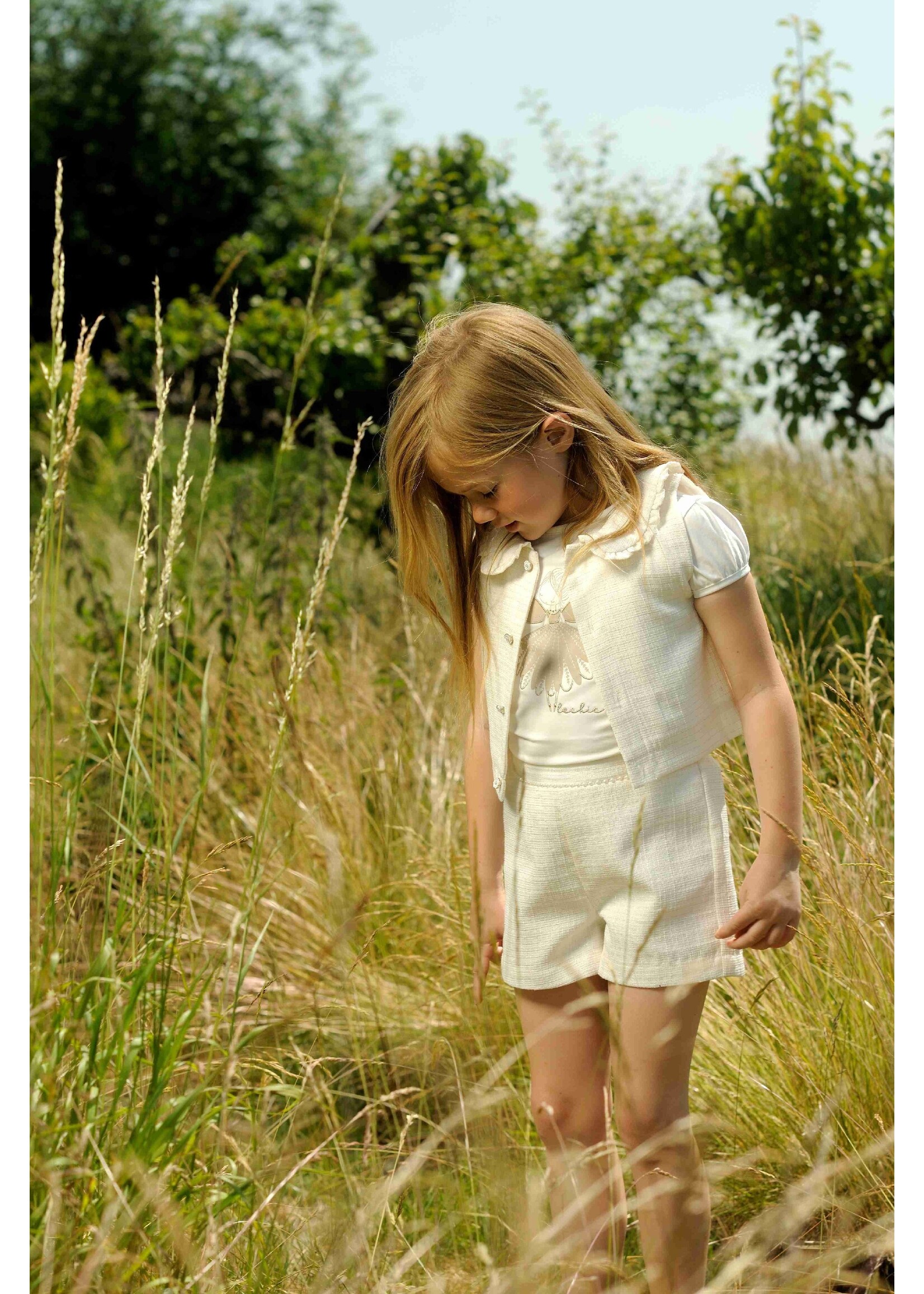 Le Chic Girls Kids C402-5475 NOMS flower angel T-shirt Off White