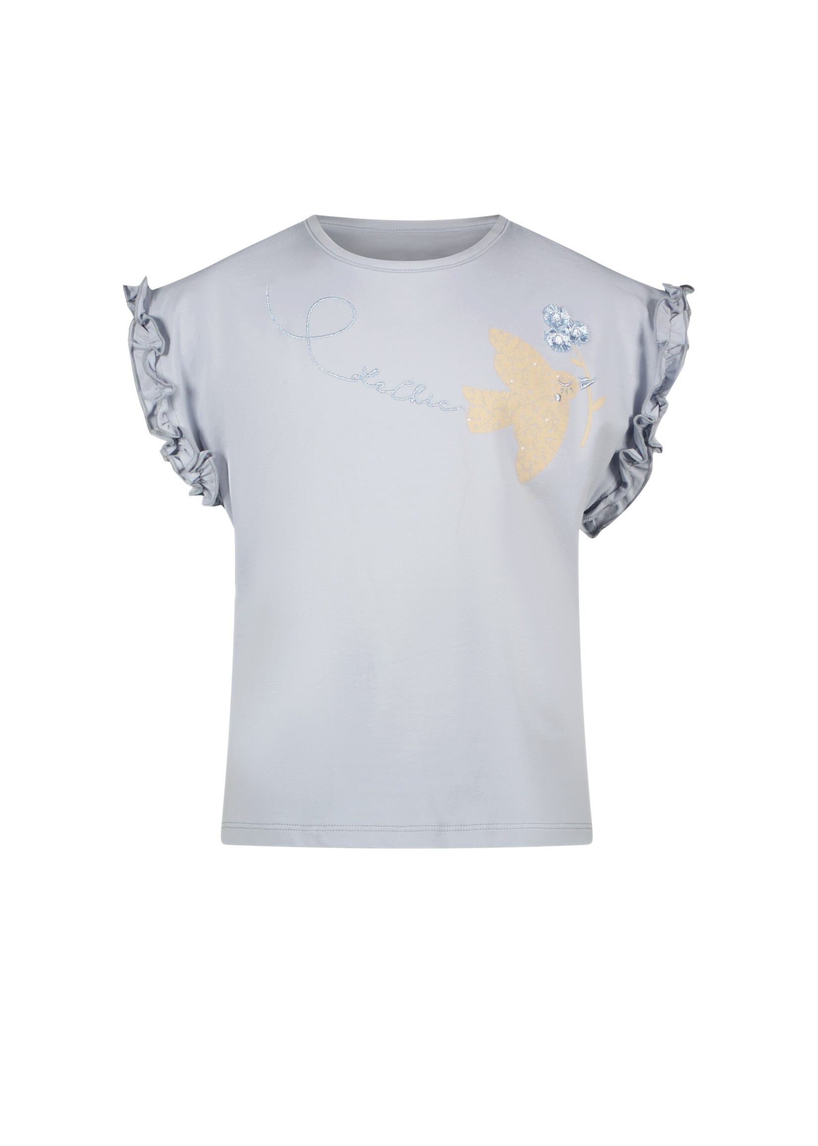 Le Chic Girls Kids C402-5474 NOPALY bird & flower T-shirt Blue Orchid