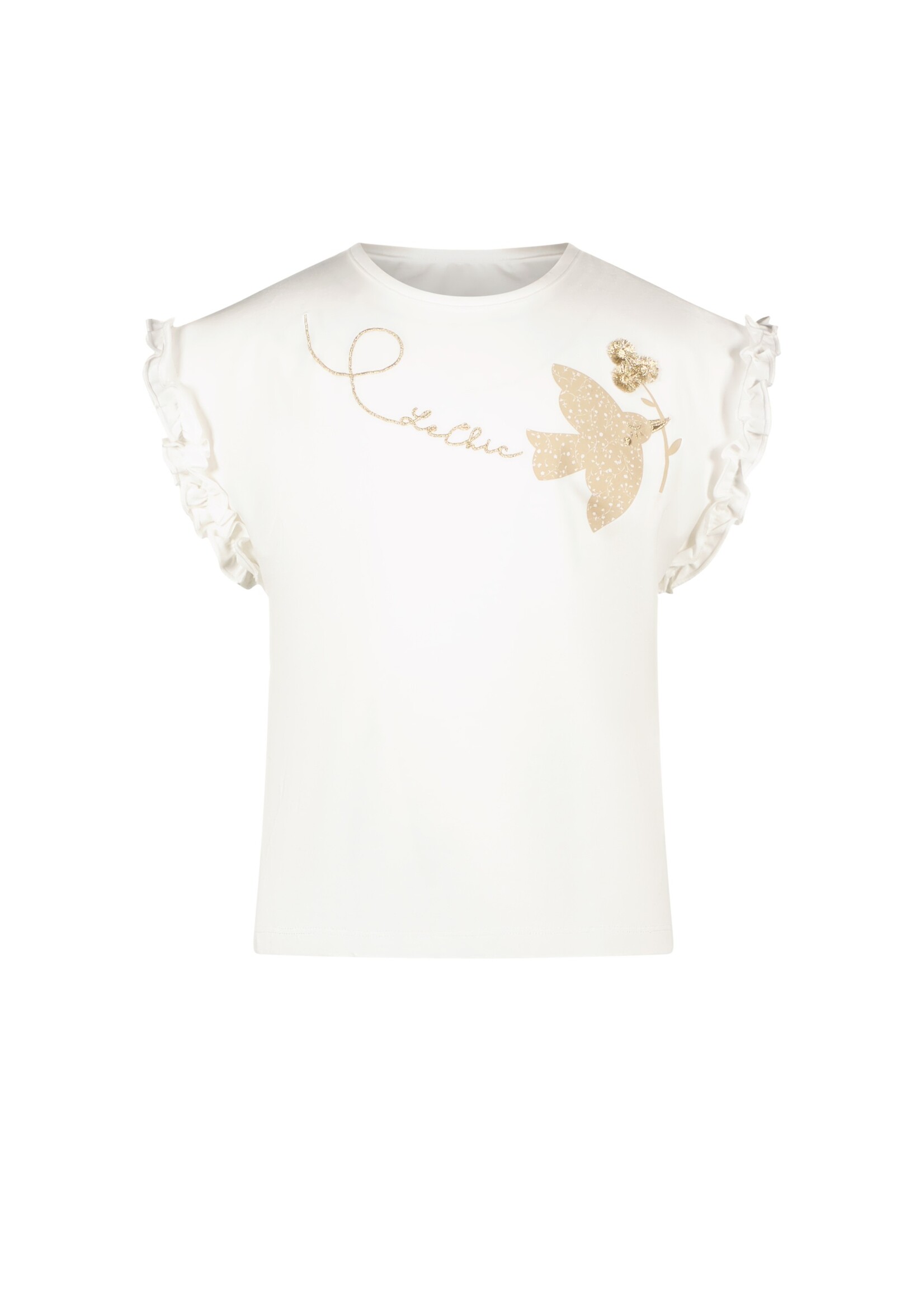 Le Chic Girls Kids C402-5474 NOPALY bird & flower T-shirt Off White