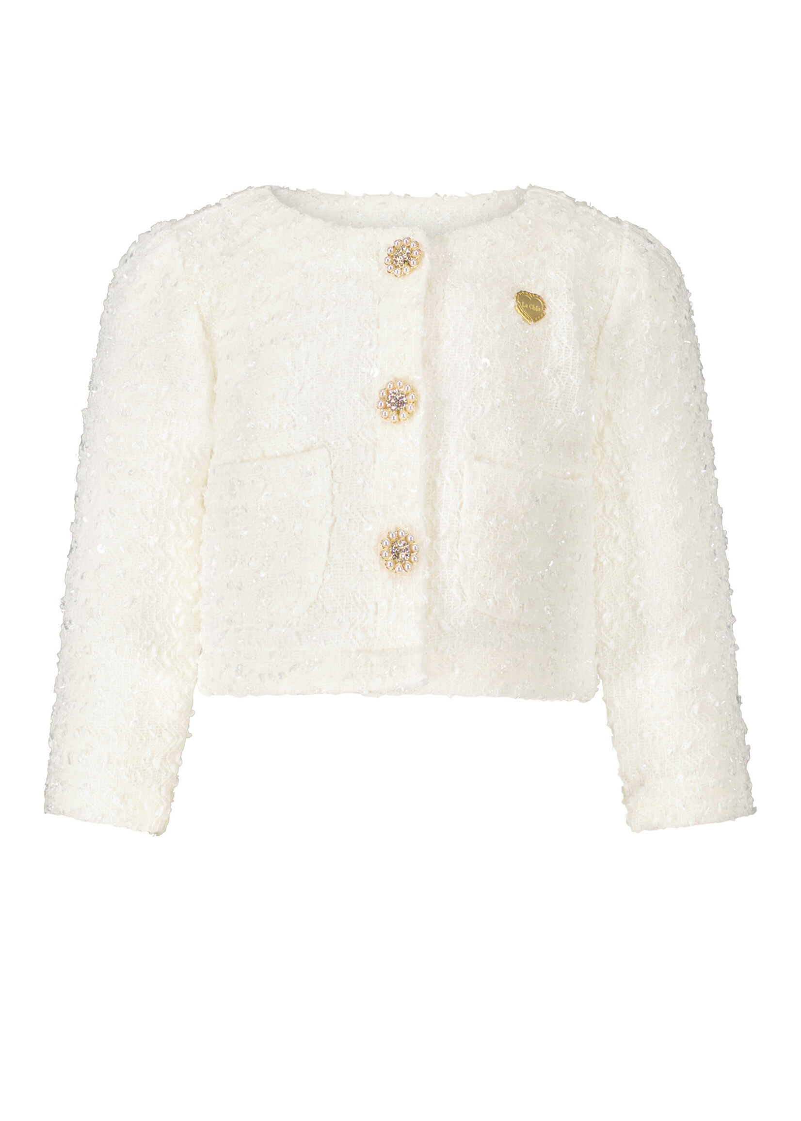 Le Chic Girls Baby C312-7115 AMSYLA glitter-knit jacket Off White