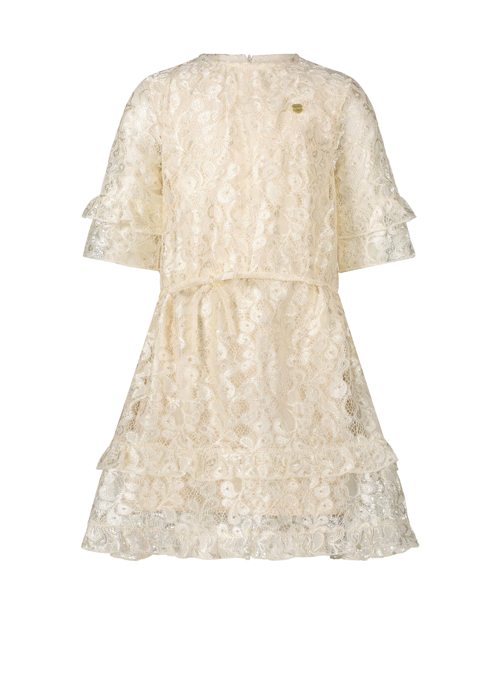 Le Chic Girls Kids C312-5814 SAMBERA shiny lace dress Oatmeal Elite