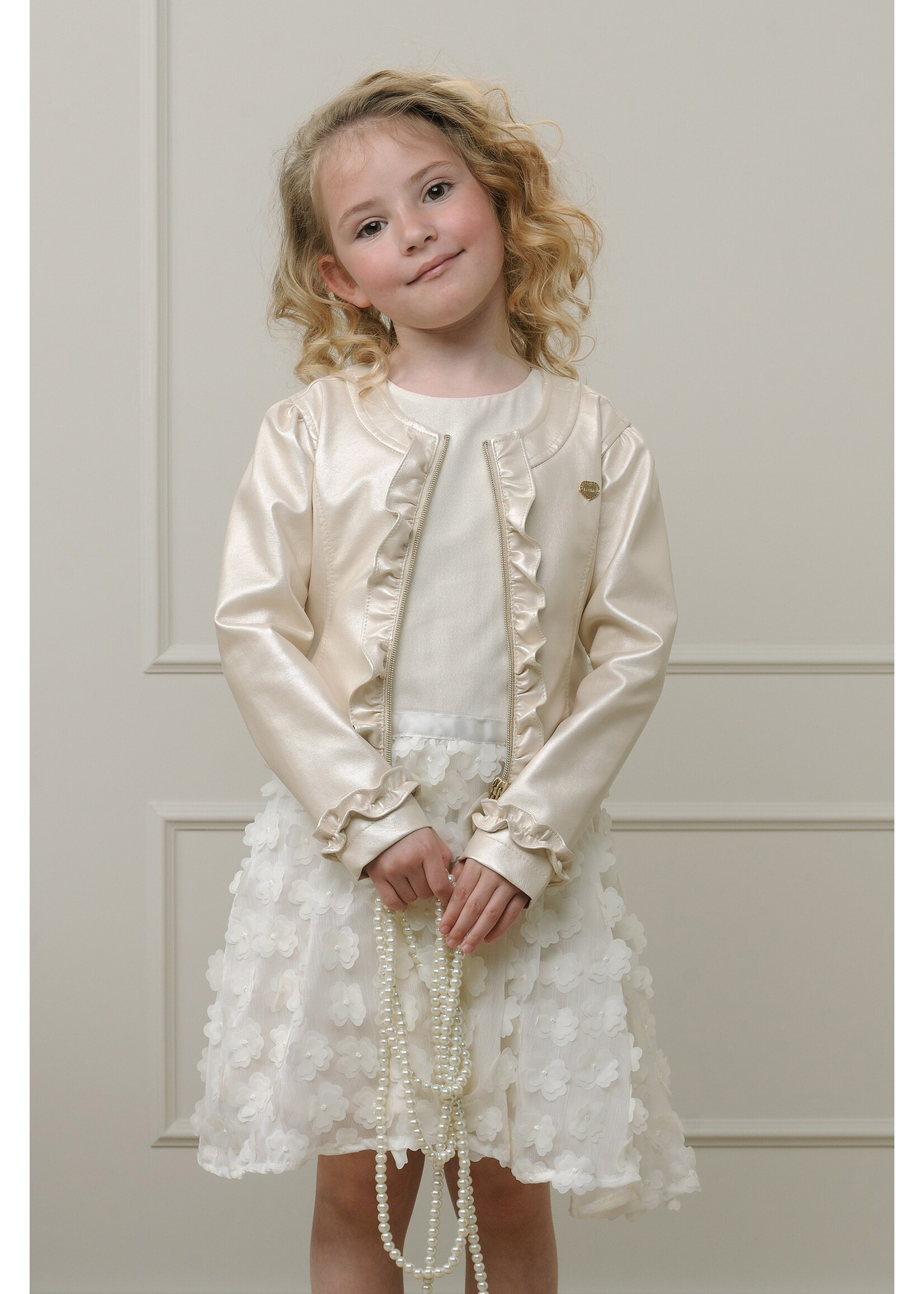 Le Chic Girls Kids C312-5801 SYMPHONICA flower voile dress Off White