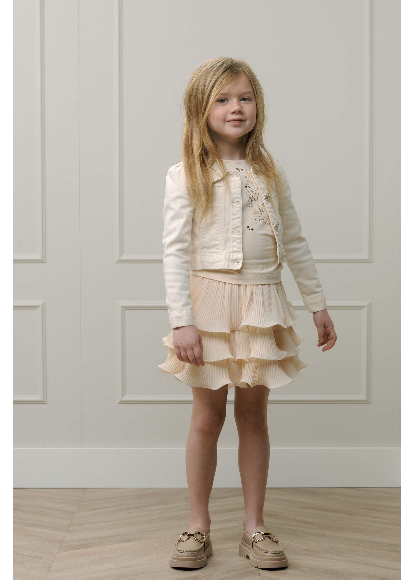 Le Chic Girls Kids C312-5730 TESRA plisée skirt Pearled Ivory