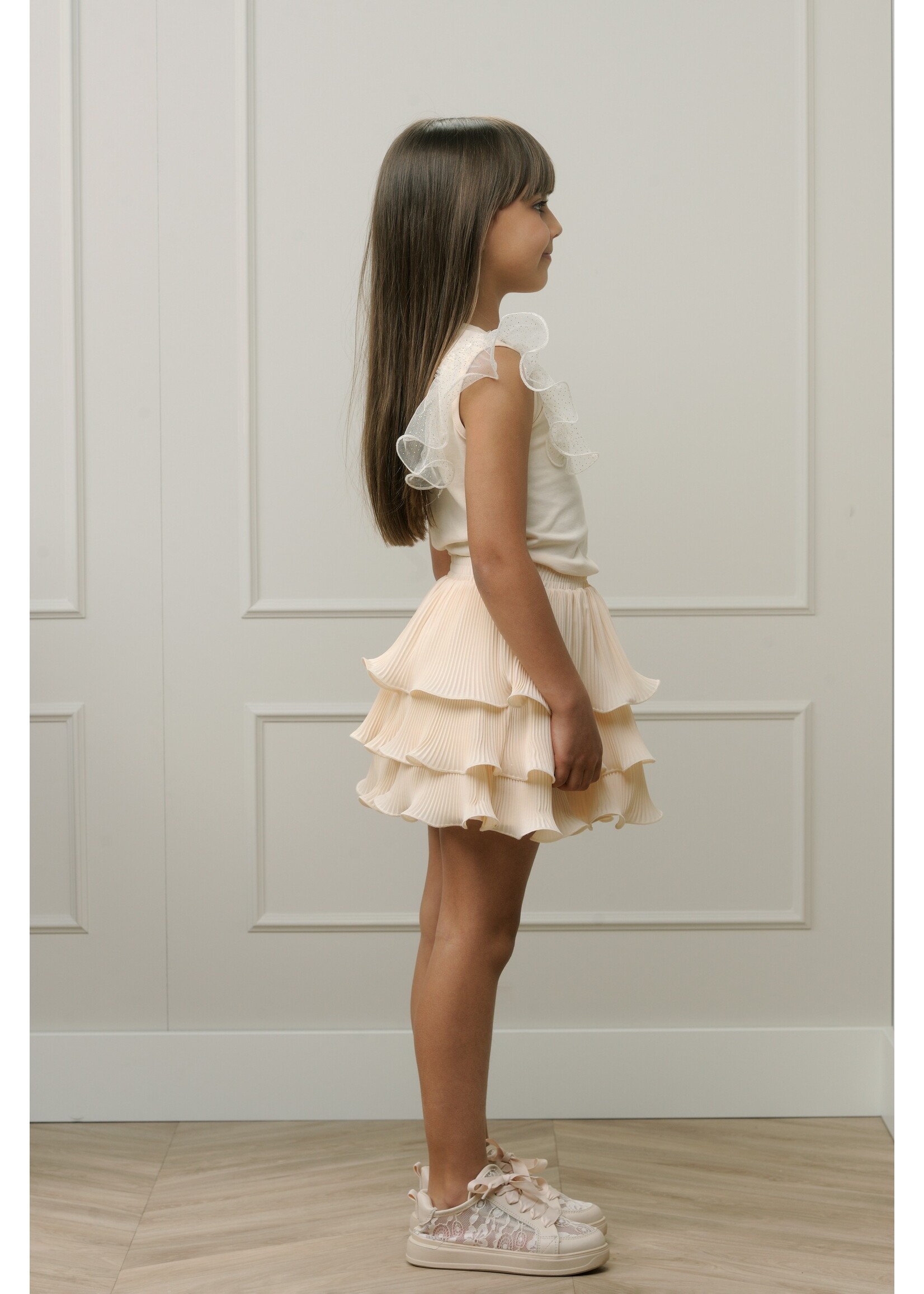 Le Chic Girls Kids C312-5730 TESRA plisée skirt Pearled Ivory