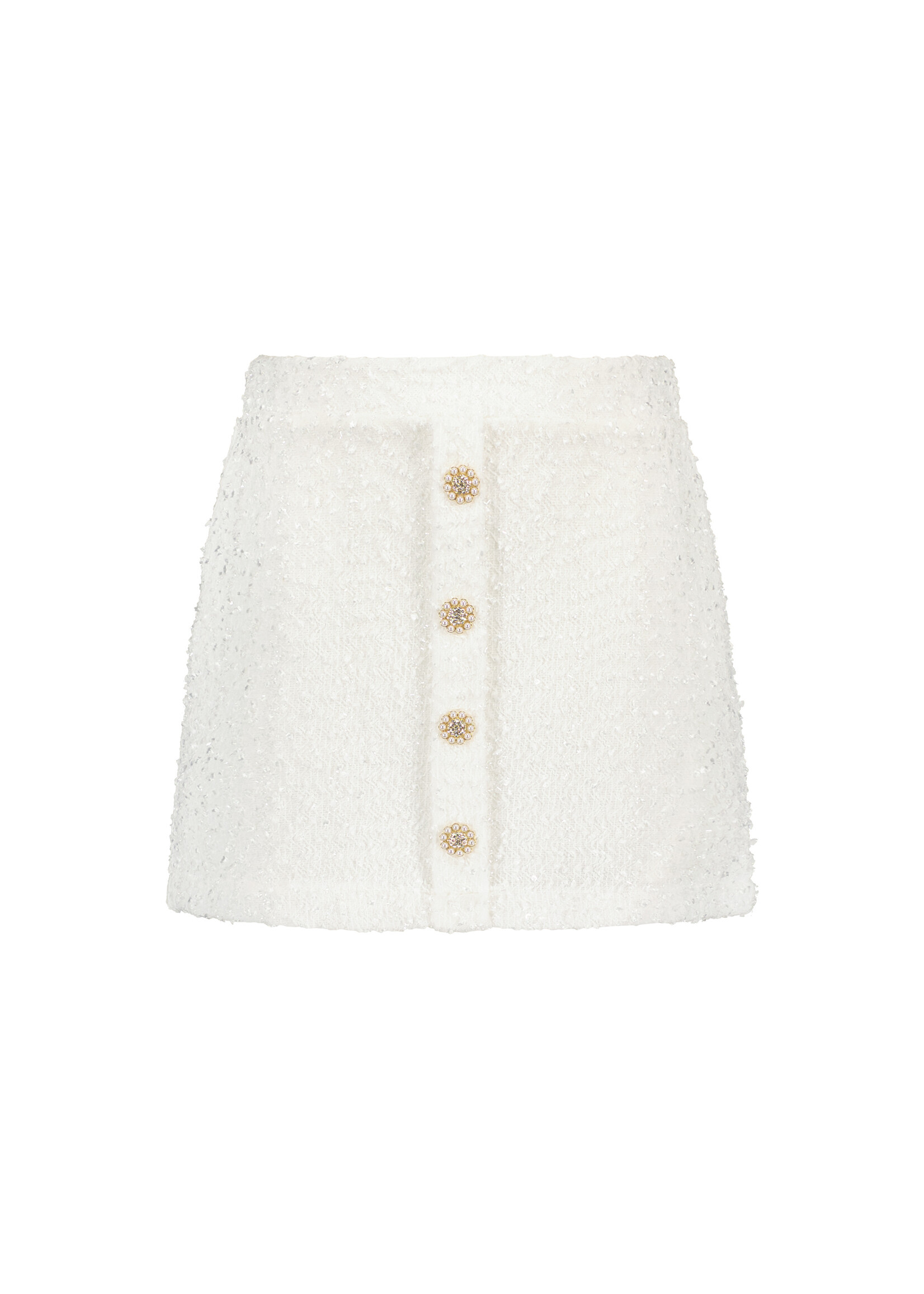 Le Chic Girls Kids C312-5715 TIALSA glitter-knit skirt Off White