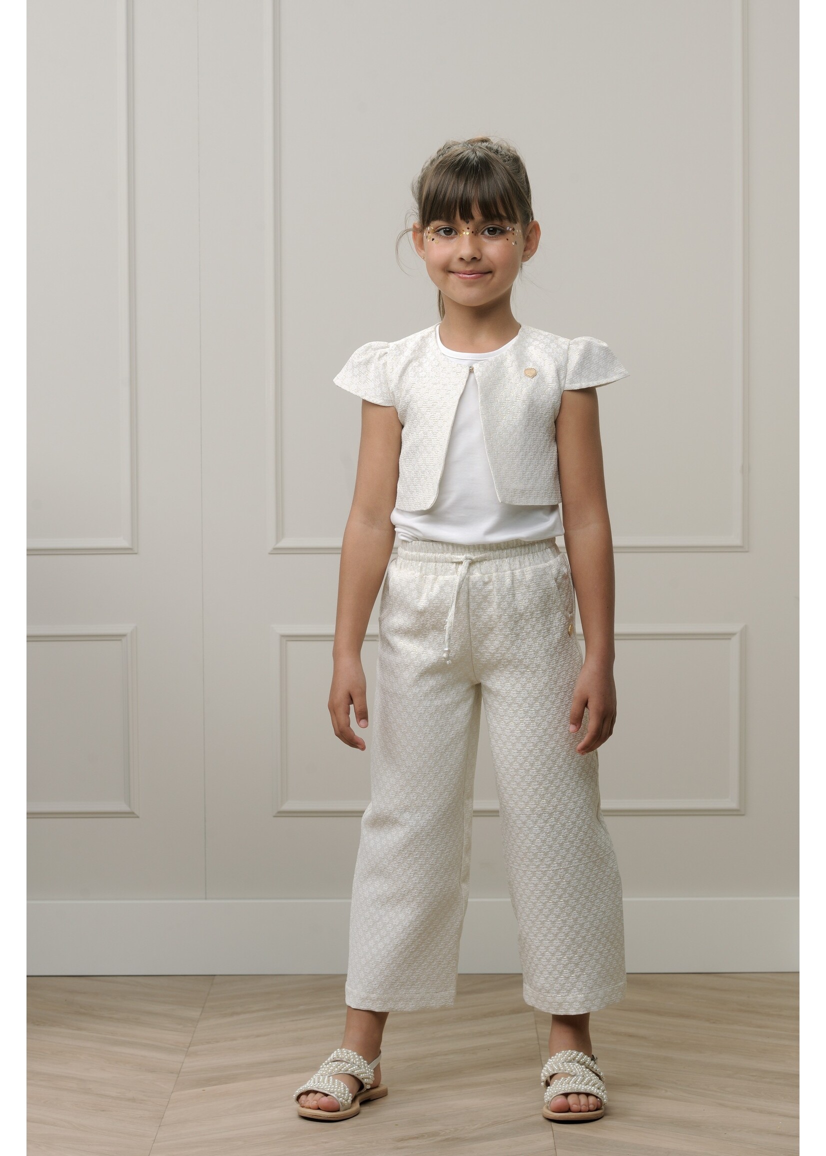 Le Chic Girls Kids C312-5602 DULCE flowers & lurex trousers Champagne
