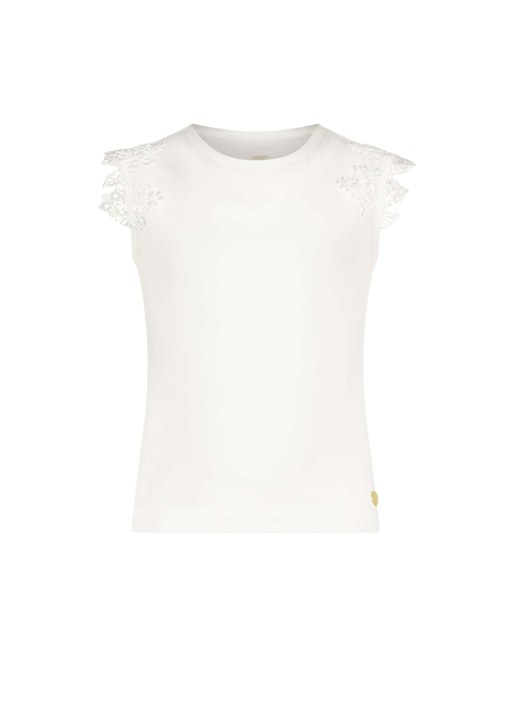 Le Chic Girls Kids C312-5405 NOOSHY flower applique T-shirt Off White